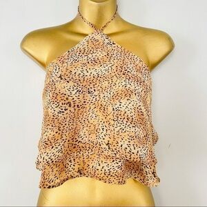 leopard print halter sexy crop top